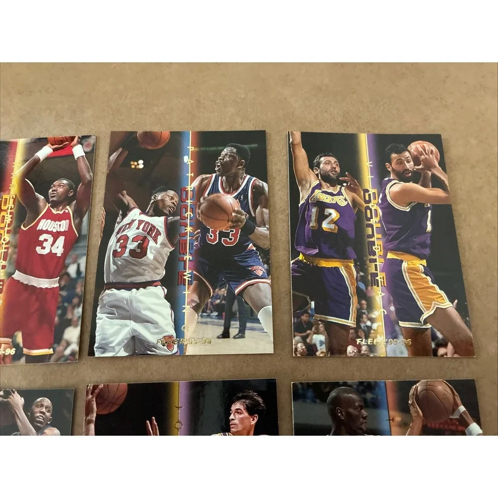 95-96 Fleer Double Double Insert 6 Card Lot‎ Ewing Divac Olajuwon Stockton